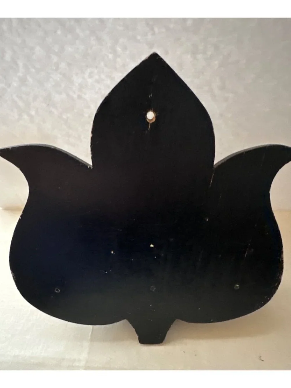 Vintage Black Wooden Wall Shelf Floral Design Finish Charming Folk Art Rustic